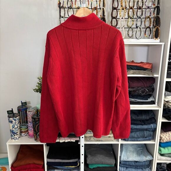 Vintage Ralph Lauren American flag 🇺🇸 Red Half-Zip Men's Sweater - Picture 5 of 7